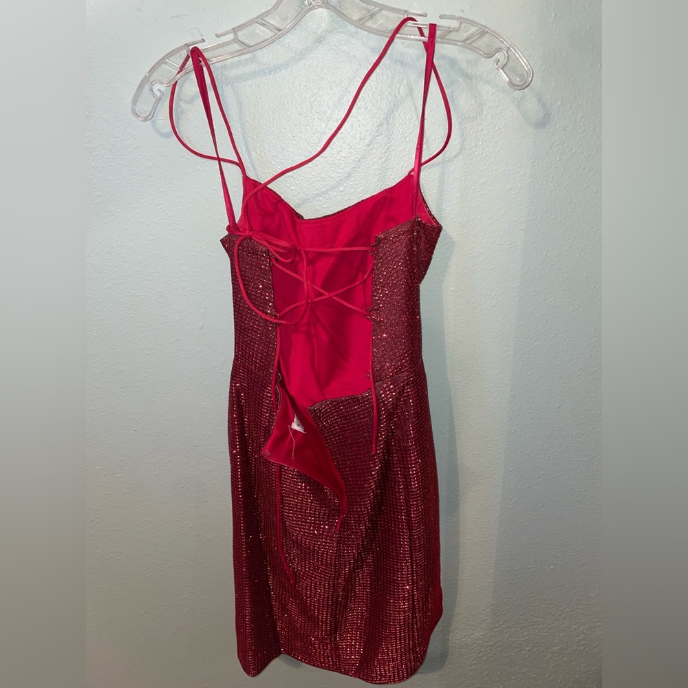 Sparkly red homecoming dress.